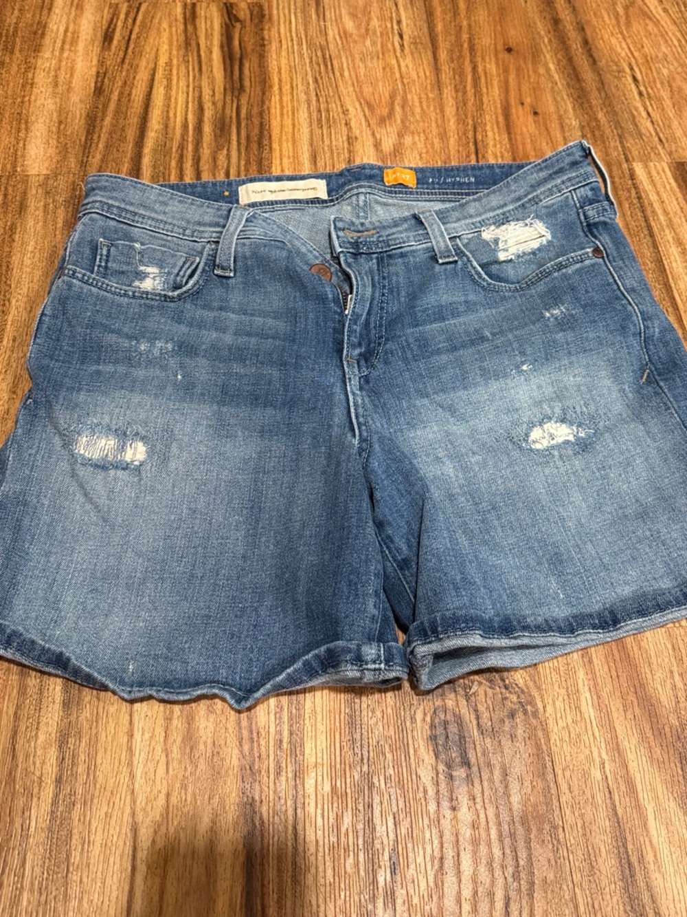 Pilcro and the Letterpress Faded Blue Distressed Denim Shorts